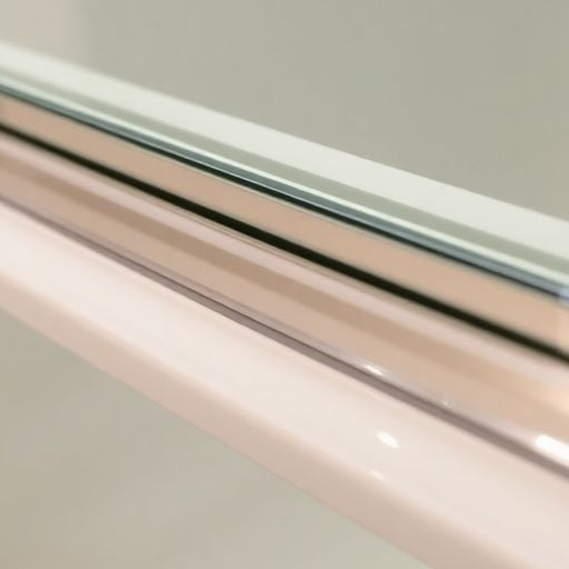 Framed shower door with a new seal installed.