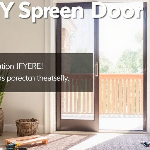 DIY screen door kit in bright home interior.