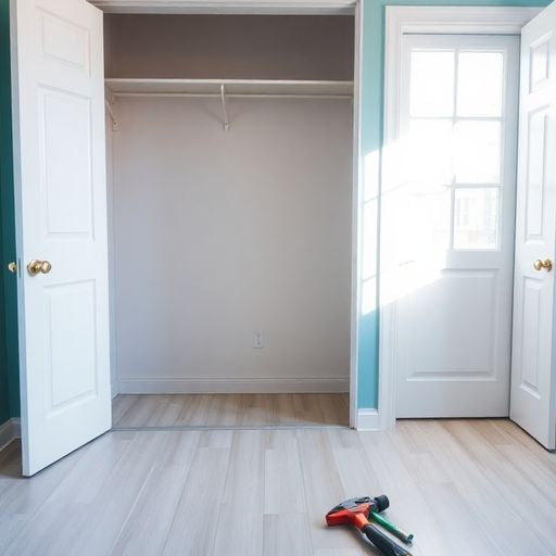 A room after closet removal, showcasing empty wall space.