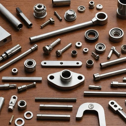 Various BiltBest window parts on a wooden surface.