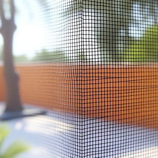 Close-up of window screen mesh for insect protection.
