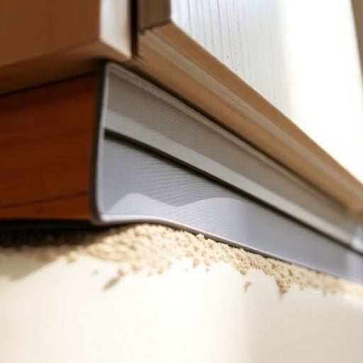 Close-up of weatherstripping around a door.