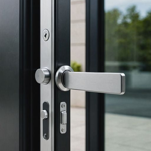 Modern sliding glass door with secure lock