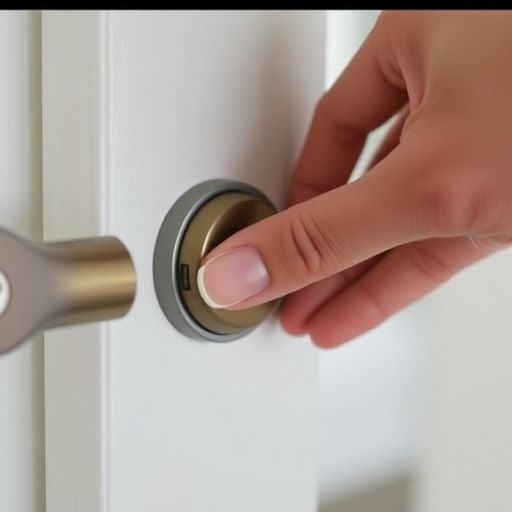 Hand locking a stylish pocket door mechanism.