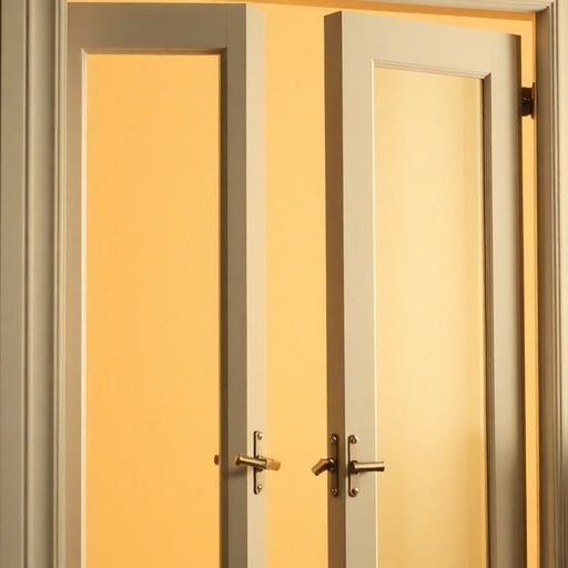 Close-up of an open bifold door in a room.