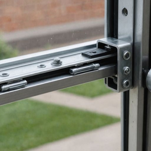 Sliding glass door track with repair parts