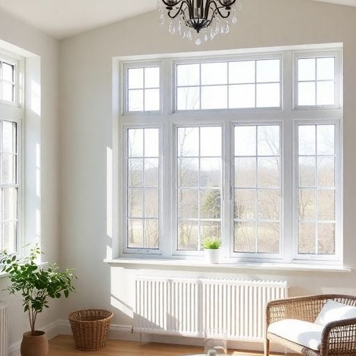 Interior view of a room with modern hopper windows.