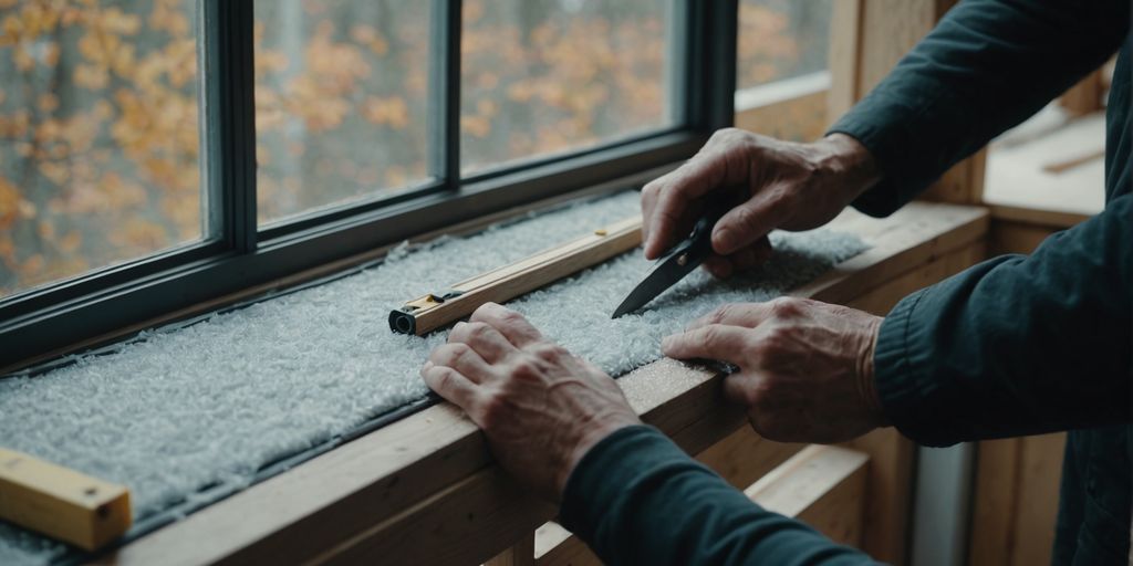 Person installing window seal for better insulation