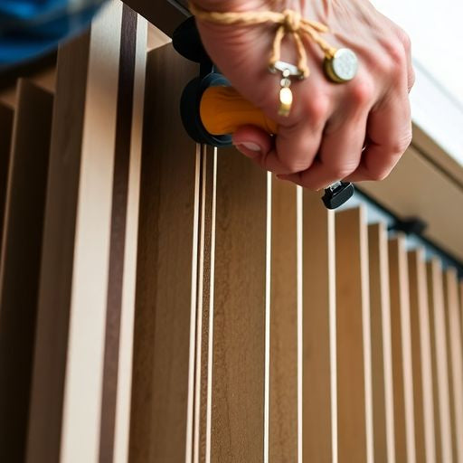 Installer working on an accordion door installation.
