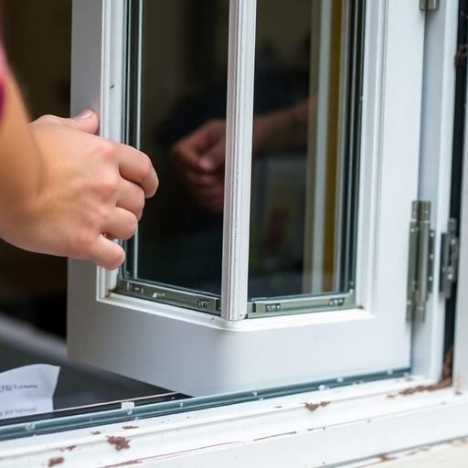 Person replacing Andersen casement window sash.