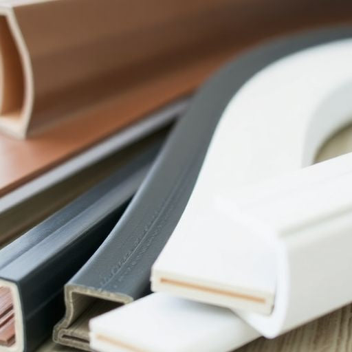 Various door seal strips for energy efficiency comparison.