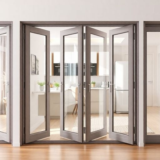 Different sizes of bifold doors in a home setting.