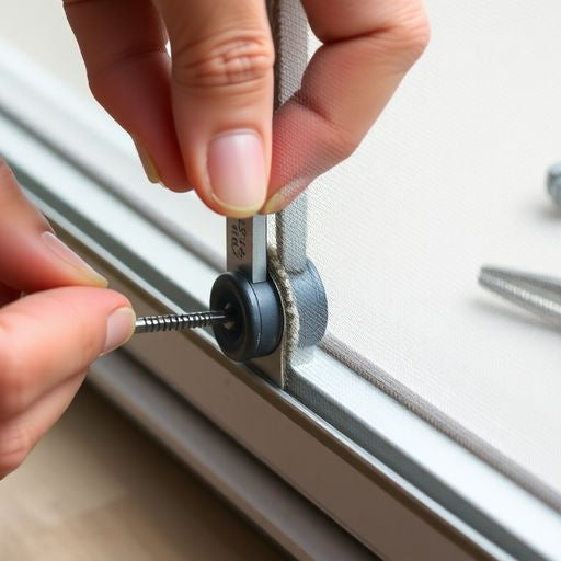 Hands removing wheels from a screen door.