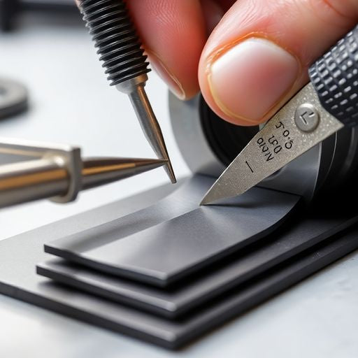 Close-up of flat spline installation tools and material.