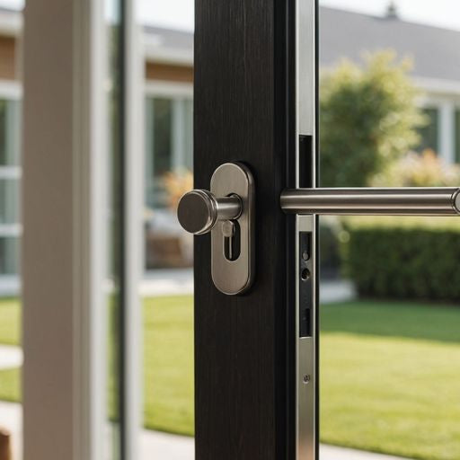 Modern sliding glass door with secure lock