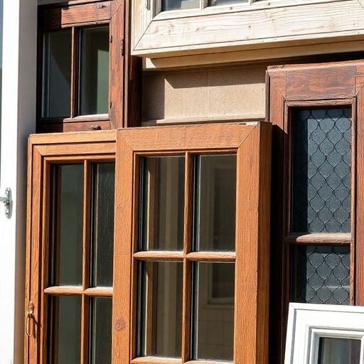 Different styles of window frames in natural light.