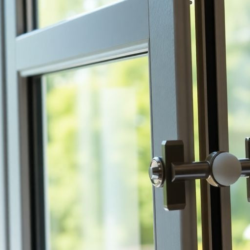 Close-up of an open casement window with greenery.