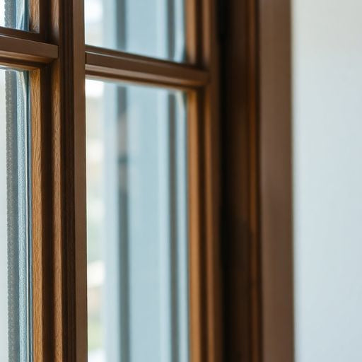 Close-up of a detailed wooden window sash.