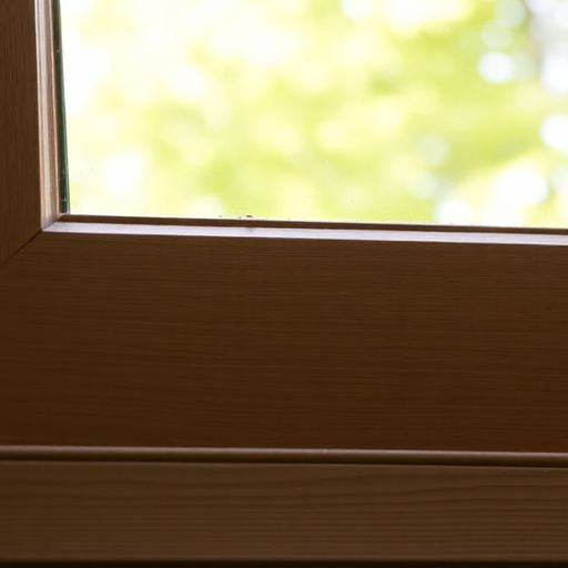 Close-up of a traditional wooden window sash.