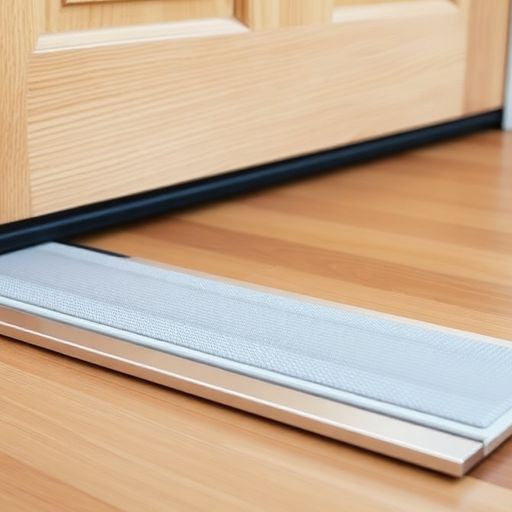 Close-up of a door with an installed door sweep.