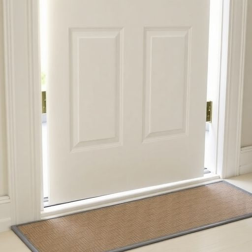 Door with a freshly installed energy-efficient door sweep.
