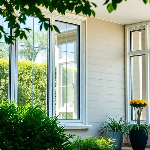Bright home with energy-efficient Anderson windows and greenery.