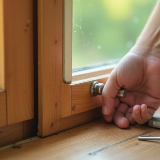 Close-up of a partially closed window with tools.