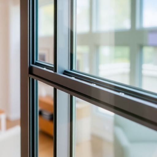Close-up of energy-efficient sliding glass door sealing.