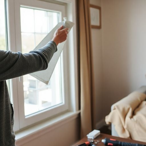 Homeowner sealing a window from the inside.