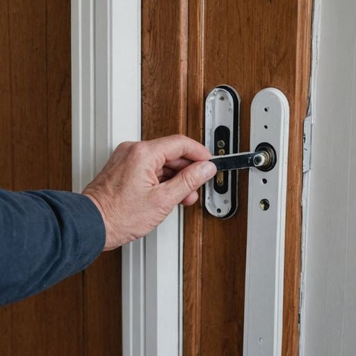 Door with weatherstripping being applied
