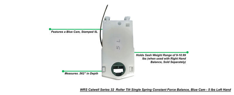 Left or Right Hand Caldwell Series 32 Roller Tilt Single Spring Constant Force Balance, Blue Cam - .562", #5L or #5R, 9-10.99 lbs