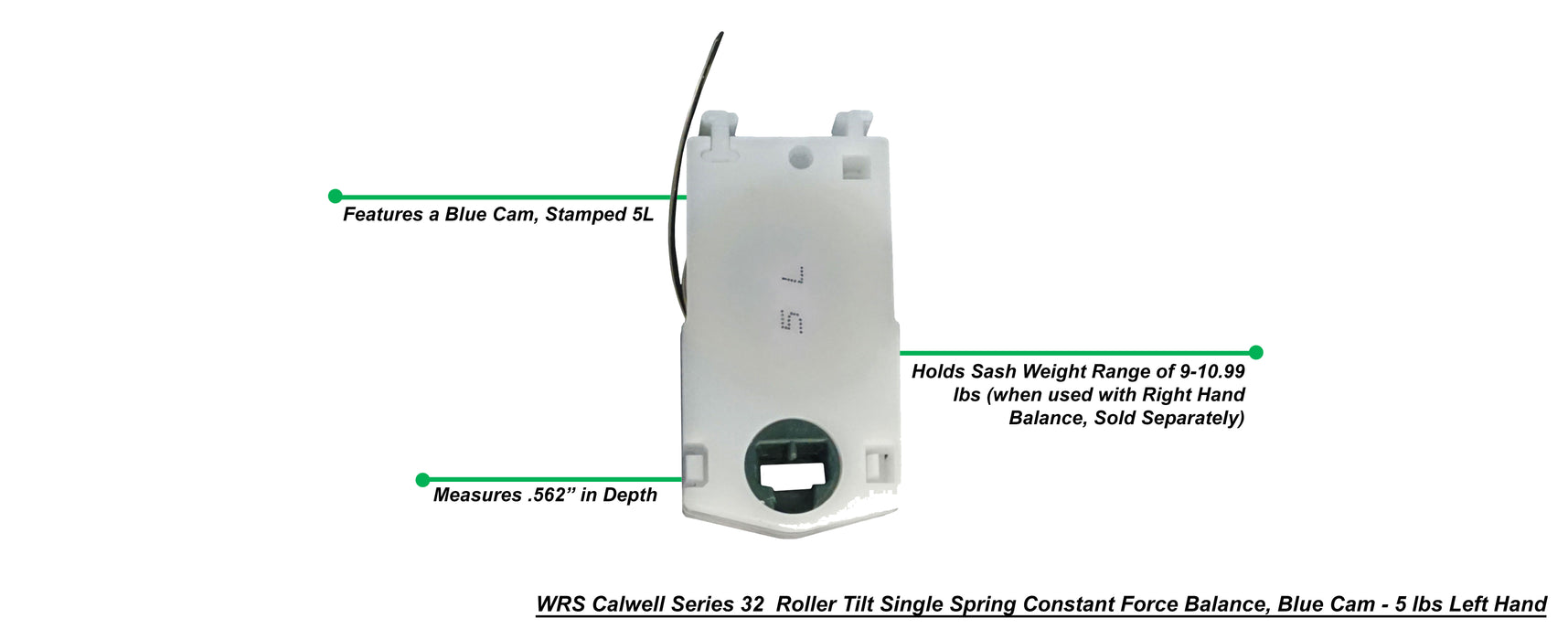 Left or Right Hand Caldwell Series 32 Roller Tilt Single Spring Constant Force Balance, Blue Cam - .562", #5L or #5R, 9-10.99 lbs