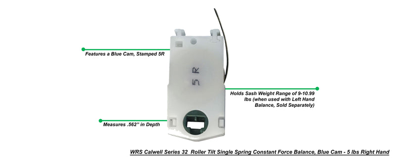 Left or Right Hand Caldwell Series 32 Roller Tilt Single Spring Constant Force Balance, Blue Cam - .562", #5L or #5R, 9-10.99 lbs