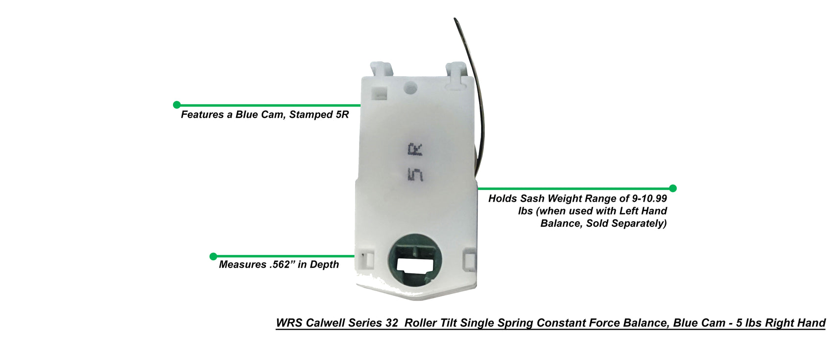 Left or Right Hand Caldwell Series 32 Roller Tilt Single Spring Constant Force Balance, Blue Cam - .562", #5L or #5R, 9-10.99 lbs