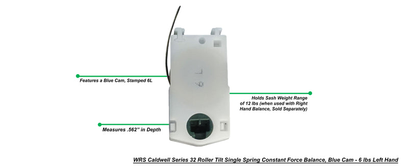 Left or Right Hand Caldwell Series 32 Roller Tilt Single Spring Constant Force Balance, Blue Cam - .562", #6L or #6R, 12 lbs