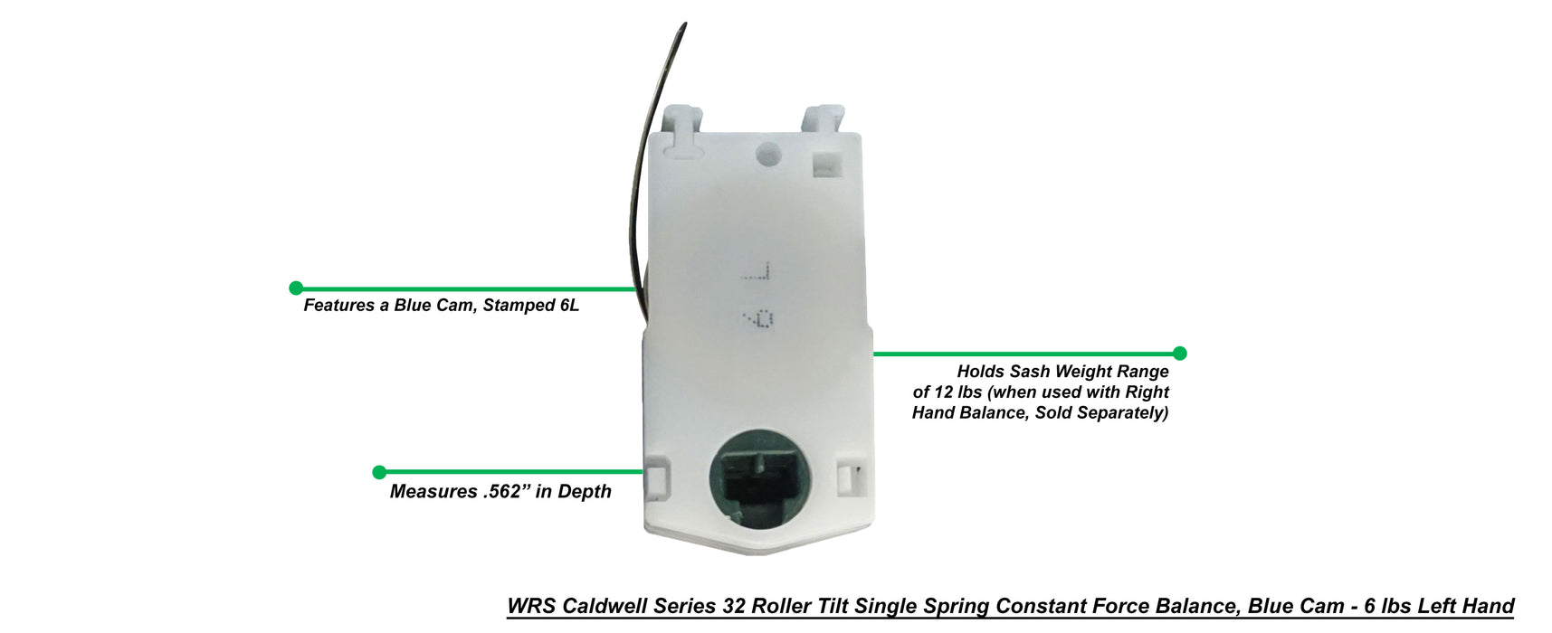 Left or Right Hand Caldwell Series 32 Roller Tilt Single Spring Constant Force Balance, Blue Cam - .562", #6L or #6R, 12 lbs