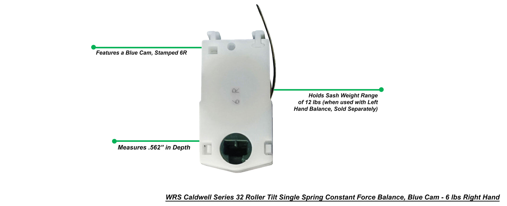 Left or Right Hand Caldwell Series 32 Roller Tilt Single Spring Constant Force Balance, Blue Cam - .562", #6L or #6R, 12 lbs