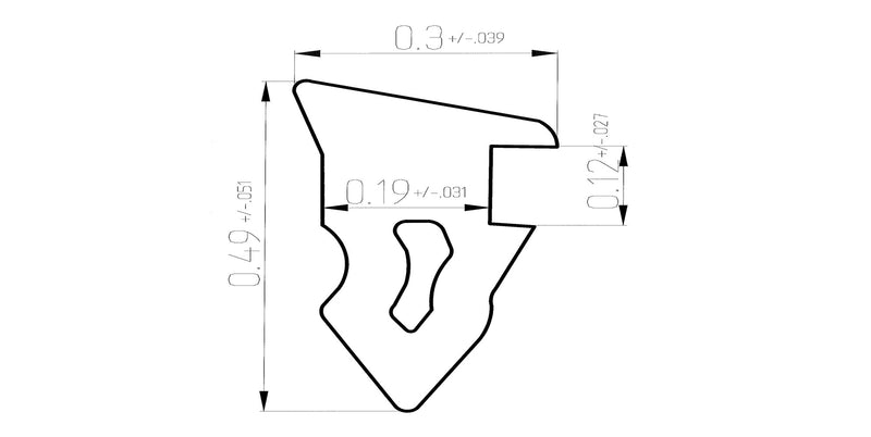 WRS .49" x .30" Black Glazing Wedge - 25 Ft Roll