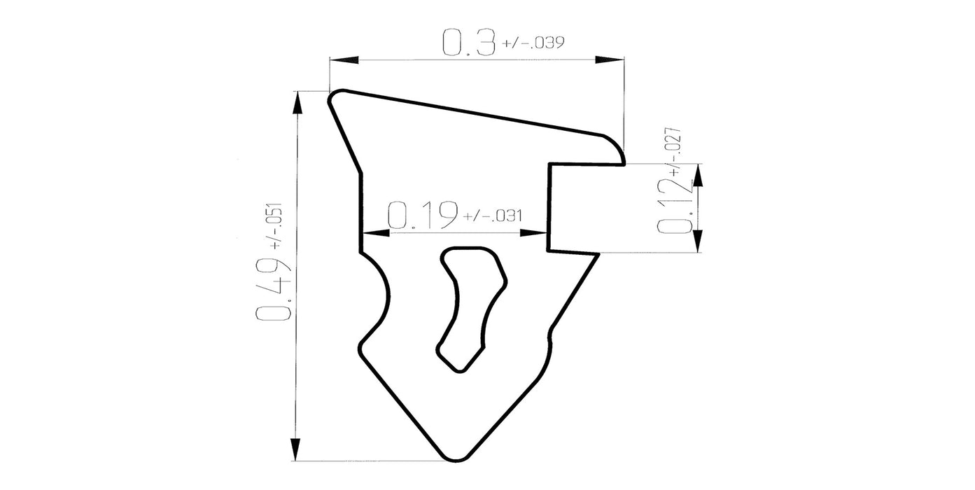 WRS .49" x .30" Black Glazing Wedge - 25 Ft Roll