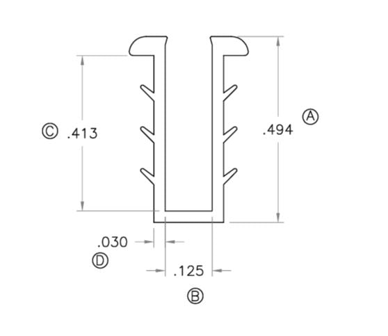 WRS Black 1/8" Glazing Channel - 50 Ft Roll
