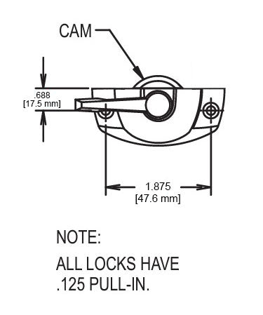 WRS Entrygard Cam Lock without Lugs  -  White