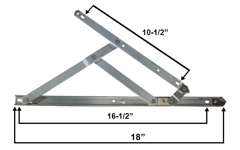 WRS Truth Hardware 18" Aluminum 4-Bar Hinge with Stop