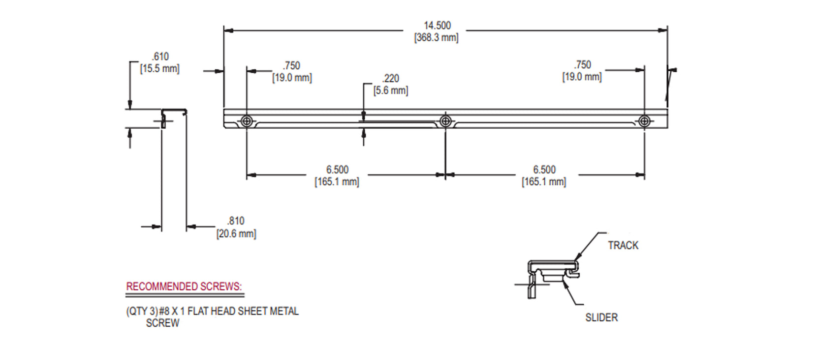WRS Truth Casement Operator Track - 14.50"