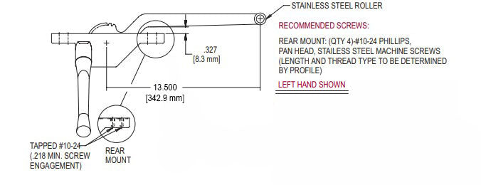 WRS Truth Left or Right Hand Rear Mounted Single Arm Casement Operator, 13-1/2" Arm - Brushed Nickel
