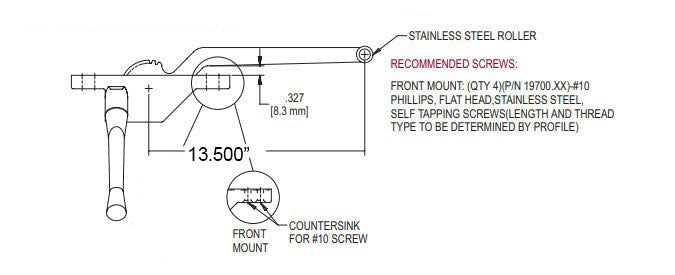 WRS Truth Right Hand 13-1/2" Single Arm Operator, Front Mount - Bronze