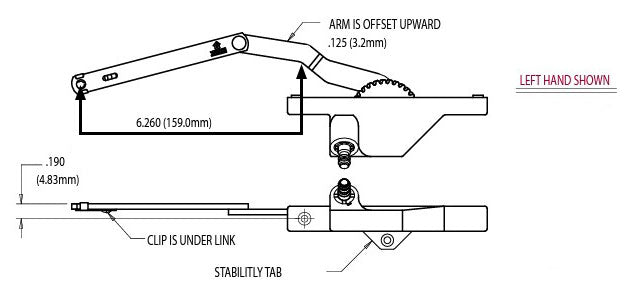 WRS Truth Hardware White Right or Left Hand Dyad Operator with Stability Tab  -  6-17/64" Arm