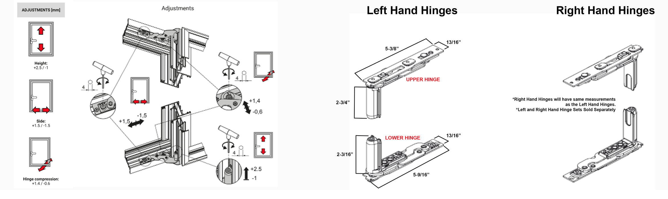 WRS Truth Giesse Chic Top and Bottom Casement Hinge Kit - Left or Right Hand