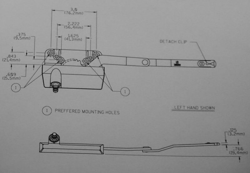 WRS Truth Left or Right Hand Ellipse Split Arm Operator - Traditional Style, White
