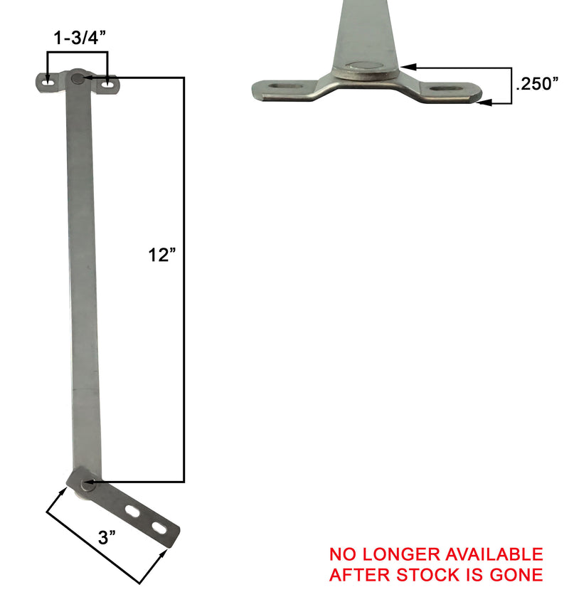 WRS Vent Arm with .250" Bracket  -  12" Arm Length