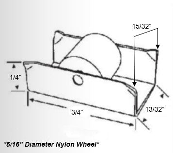 WRS Sliding Window Roller with Nylon Wheel - 5/16" Wheel Diameter